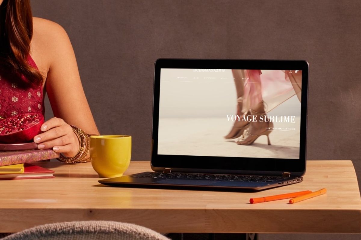 A mockup of laptop with an ecommerce fashion website