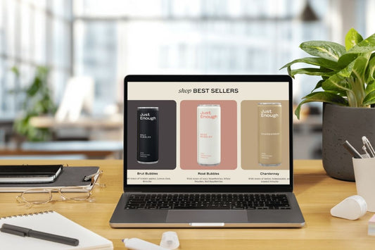 A mockup of a laptop selling wine on shopify